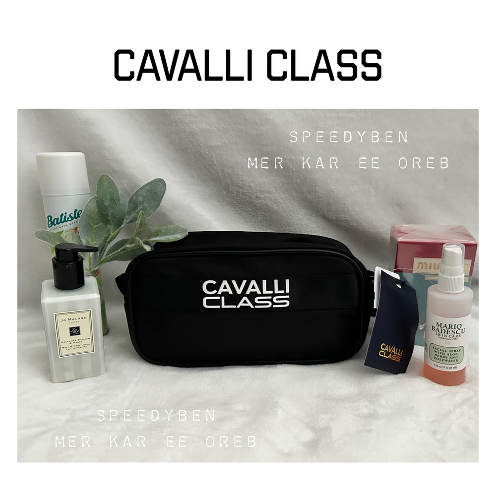 Cavalli Logo Cosmetic Travel Toiletry Bag NWT